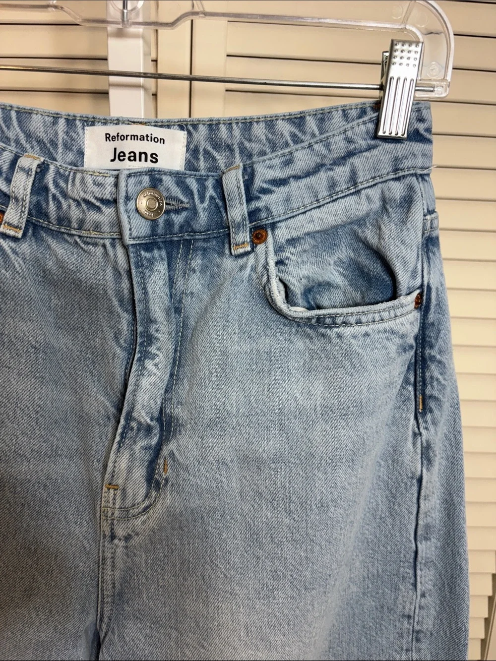 Reformation Wilder High Rise Wide Leg Cropped Jeans Tenaya Destroyed Hem Size 26 - Picture 4 of 11